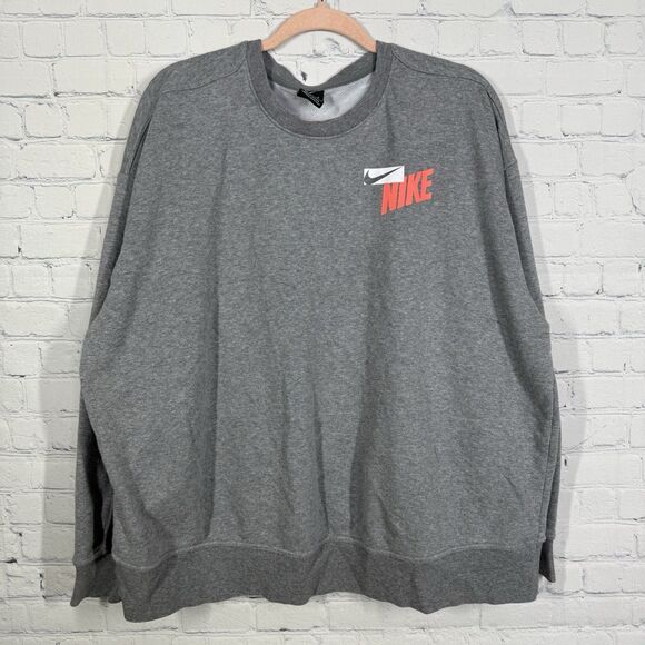 Nike Dri Fit Sweatshirt Women 1X Get Fit Gray Oversized Streetwear Sport Y2K VTG - Picture 2 of 11